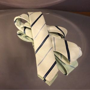 TINABSTRUSE - 100% silk- extra-slim yellow blue stripe tie necktie